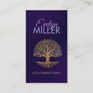 Tree of life - Yggdrasil - Colourful Dot Leaves Business Card
