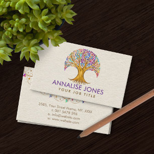 Tree of life - Yggdrasil - Colourful Leaves Business Card