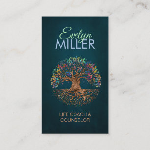 Tree of life - Yggdrasil - Colourful Leaves Business Card