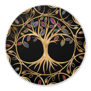 Tree of life - Yggdrasil - colourful leaves Ceramic Knob