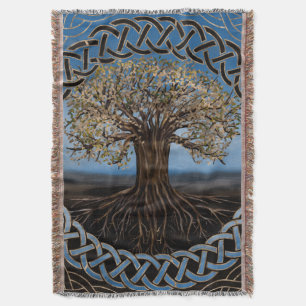 Tree of life -Yggdrasil drawing Throw Blanket