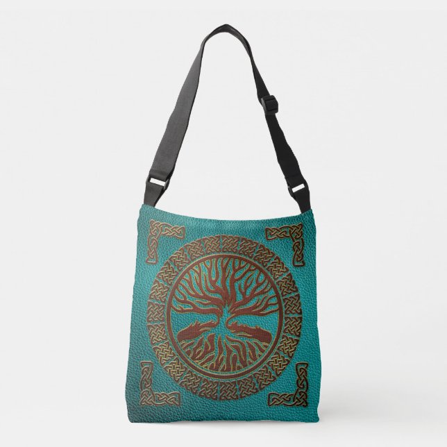 Tree of life  -Yggdrasil  - Embossed Faux Leather Crossbody Bag (Front)