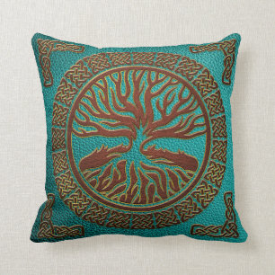 Tree of life  -Yggdrasil  - Embossed Faux Leather Cushion