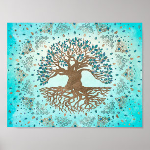Tree of Life - Yggdrasil - Gentle blue Poster