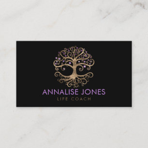 Tree of life - Yggdrasil - Gold and Amethyst Business Card