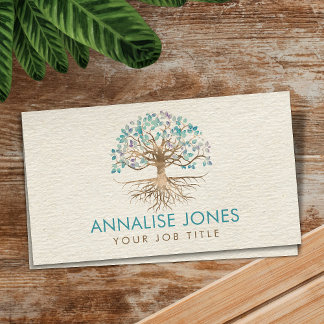 Tree of life - Yggdrasil - Gold and Painted Leaves Business Card