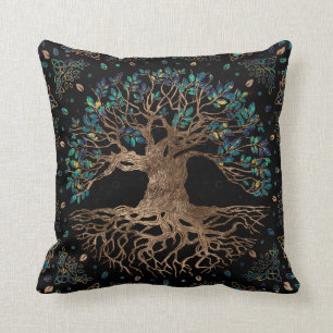 Tree of life -Yggdrasil Golden and Marble ornament Cushion