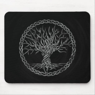 Tree of life -Yggdrasil -grayscale Mouse Mat