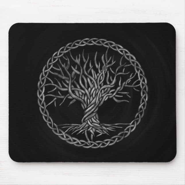 Tree of life -Yggdrasil -grayscale Mouse Mat (Front)