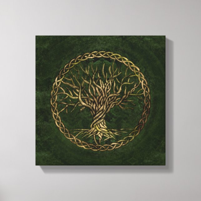 Tree of life -Yggdrasil -green and gold Canvas Print (Front)