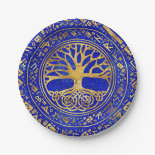 Tree of life -Yggdrasil - Lapis Lazuli Paper Plate