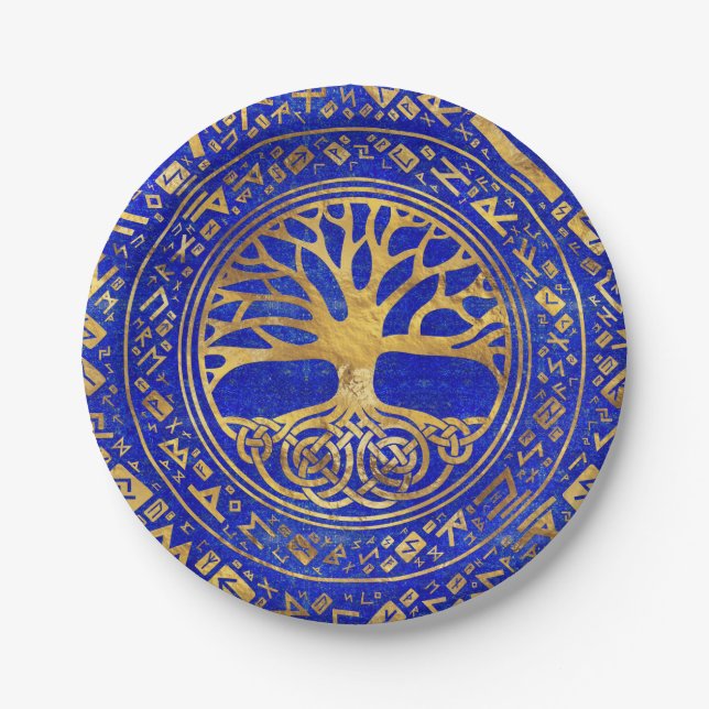 Tree of life -Yggdrasil - Lapis Lazuli Paper Plate (Front)
