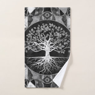 Tree of life - Yggdrasil - Marble and Gold Bath Towel Set