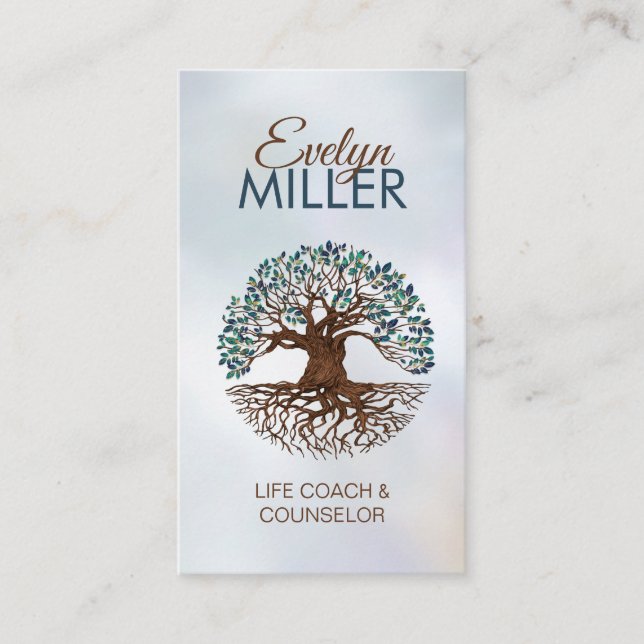 Tree of life - Yggdrasil - Marble Leaves Business  Business Card (Front)