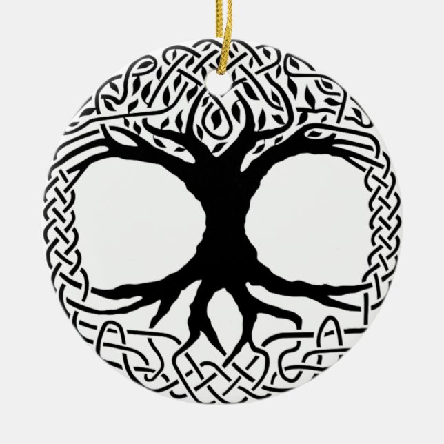 Tree of Life Yggdrasil Norse wicca mythology Ceramic Tree Decoration (Front)