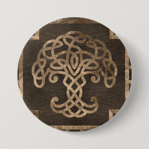 Tree of life -Yggdrasil on Celtic Pattern 7.5 Cm Round Badge
