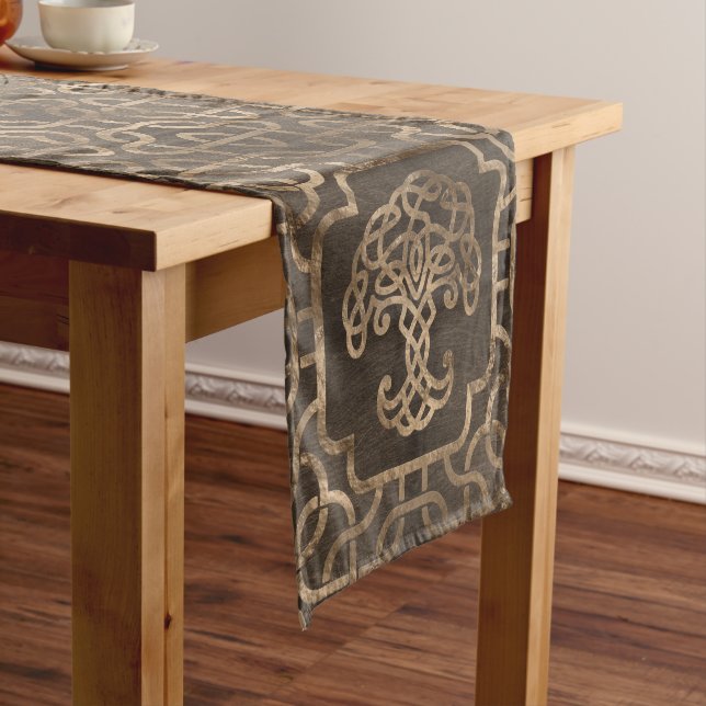 Tree of life -Yggdrasil on Celtic Pattern Short Table Runner (In Situ)