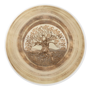 Tree of life -Yggdrasil Pastel Gold Ceramic Knob