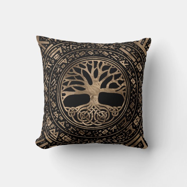 Tree of life -Yggdrasil Runic Pattern Cushion (Front)