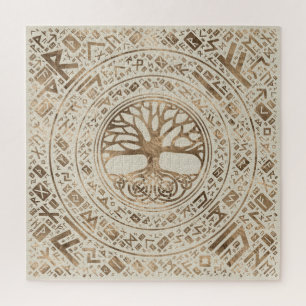 Tree of life -Yggdrasil Runic Pattern Jigsaw Puzzle