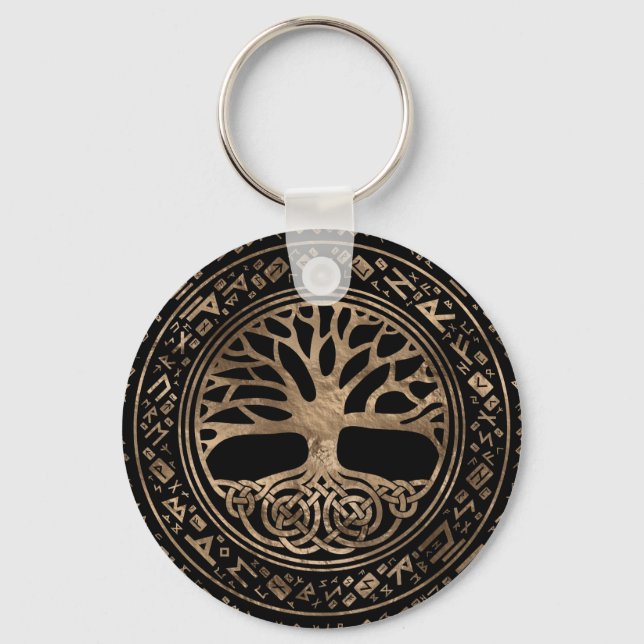 Tree of life -Yggdrasil Runic Pattern Key Ring (Front)