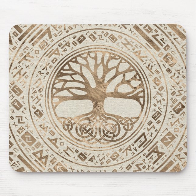Tree of life -Yggdrasil Runic Pattern Mouse Mat (Front)