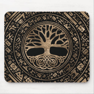 Tree of life -Yggdrasil Runic Pattern Mouse Mat