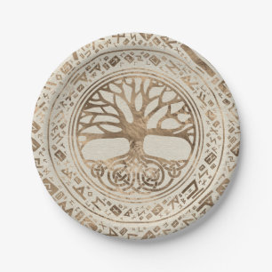 Tree of life -Yggdrasil Runic Pattern Paper Plate