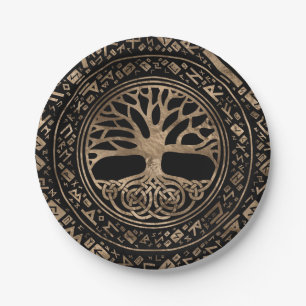 Tree of life -Yggdrasil Runic Pattern Paper Plate