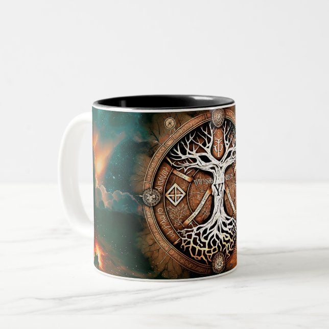 Tree of Life Yggdrasil Two-Tone Coffee Mug (Front Left)