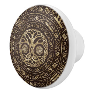 Tree of life -Yggdrasil with Trinity Knot Ceramic Knob