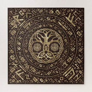 Tree of life -Yggdrasil with Trinity Knot Jigsaw Puzzle