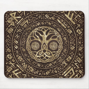 Tree of life -Yggdrasil with Trinity Knot Mouse Mat