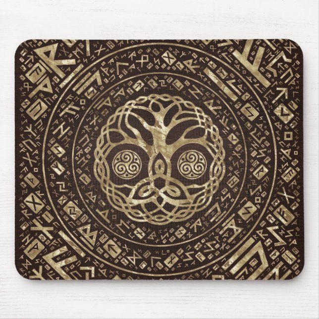 Tree of life -Yggdrasil with Trinity Knot Mouse Mat (Front)