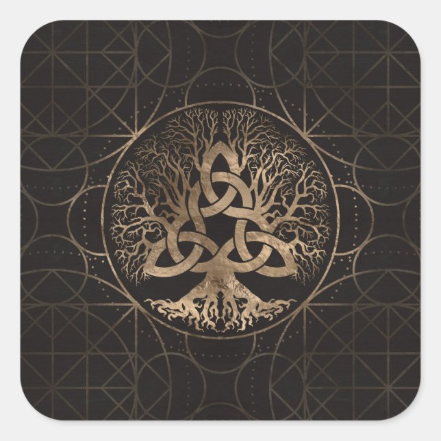 Tree of life -Yggdrasil with Triquetra Square Sticker (Front)