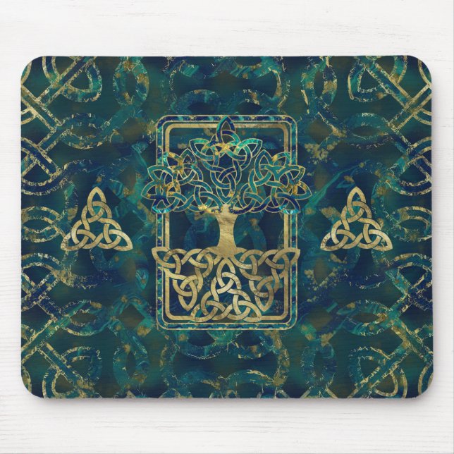 Tree of life - Yggdrasil with Triquetra  symbols Mouse Mat (Front)