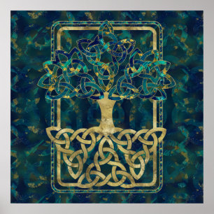 Tree of life - Yggdrasil with Triquetra  symbols Poster