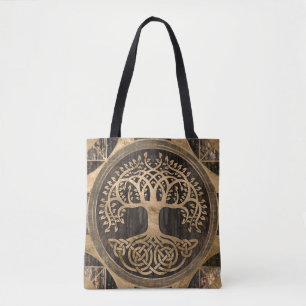 Tree of life -Yggdrasil - Wood Bark and Gold Tote Bag