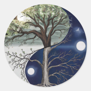 Tree of Life Yin Yang Classic Round Sticker