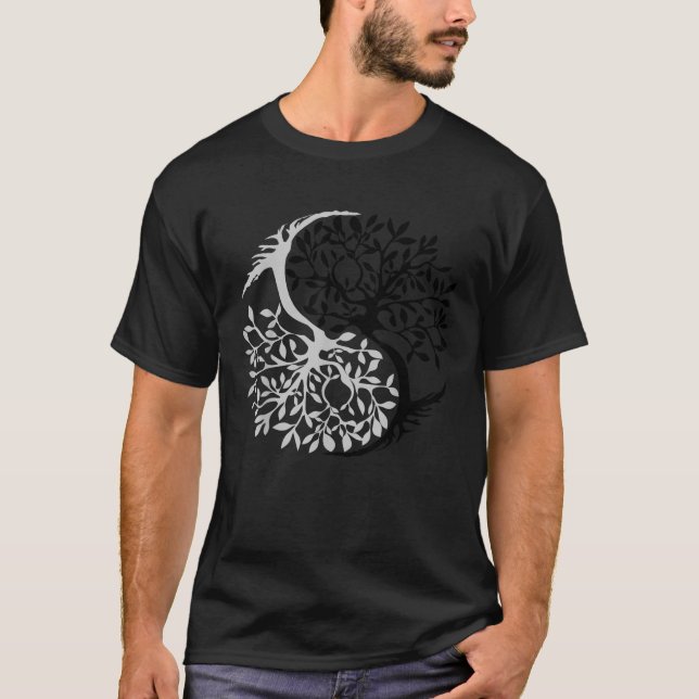 Tree Of Life Yin Yang Symbol Funny Bonsai Zen Gift T-Shirt (Front)
