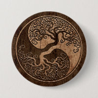 Tree of Life Yin Yang with Wood Grain Effect
