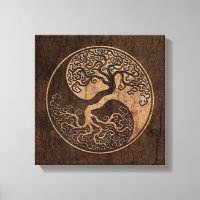 Tree of Life Yin Yang with Wood Grain Effect