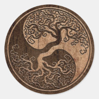 Tree of Life Yin Yang with Wood Grain Effect