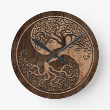 Tree of Life Yin Yang with Wood Grain Effect