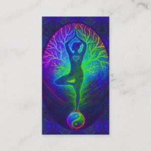Tree of Life Yoga in Rainbow Colours Business Card