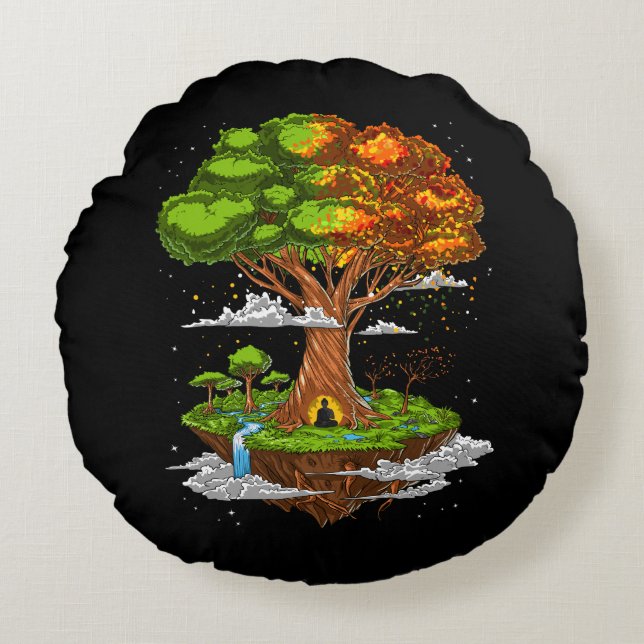 Tree Of Life Zen Meditation Round Cushion (Front)