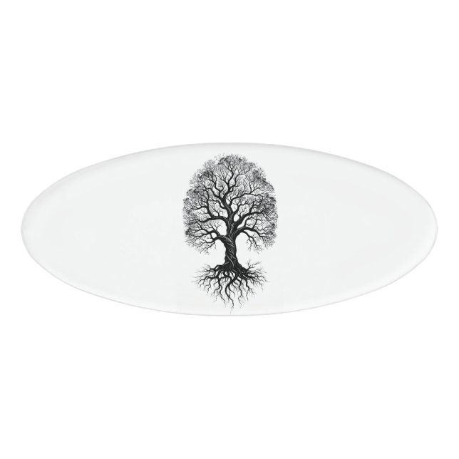 Tree of Life Zen Oval Name Tag (Front)
