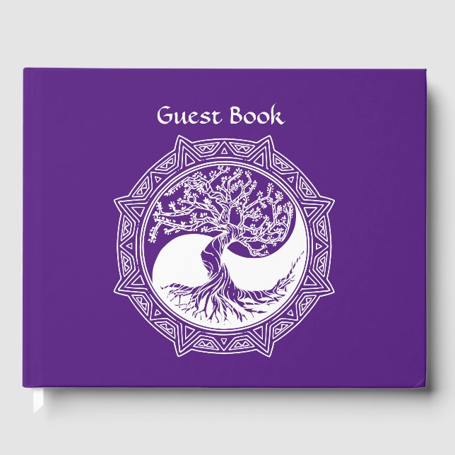 Tree of Life Zen Yoga Meditation Spiritual Purple  Guest Book (Front)