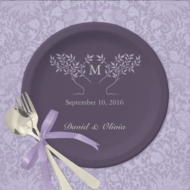 Tree of Live Eggplant Wedding Paper Plate (Creator Uploaded)