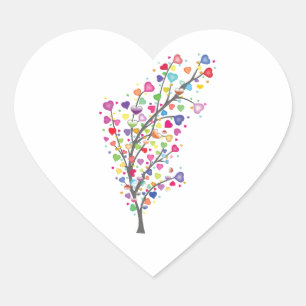 Tree of Love and Harmony Heart Sticker